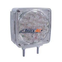 45 LED Double Stud Double Face Turn Signal Light (Passenger) - Amber & Red LED/Clear Lens - United Pacific 38708