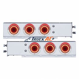 2-1/2" Bolt Pattern SS Spring Loaded Rear Bar W/6X 4" Red LED Mirage Lights & Visor -Red Lens (Pair) - United Pacific 22252