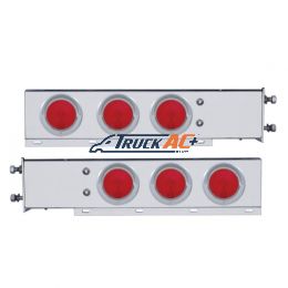 3-3/4" Bolt Pattern Stainless Spring Loaded Light Bar With 6X 4" Lights & Visors (Pair) - United Pacific 22350