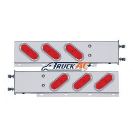 3-3/4" Bolt Pattern Stainless Spring Loaded Light Bar With 6X Oval Lights & Visors (Pair) - United Pacific 22353