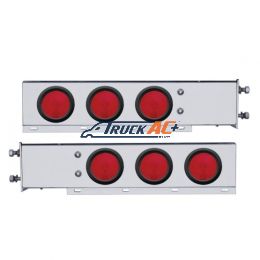 3-3/4" Bolt Pattern Chrome Spring Loaded Light Bar With 6X 4" Lights & Grommets - Red Lens (Pair) - United Pacific 31617