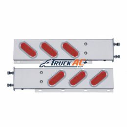 3-3/4" Bolt Pattern Stainless Spring Loaded Light Bar With 6 Oval 12 LED Lights (Pair) - United Pacific 61302