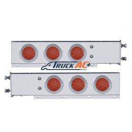 3-3/4" Bolt Pattern Chrome Spring Loaded Light Bar With 6X 12 Red LED 4" Reflector Light - Red Lens (Pair) - United Pacific 61543