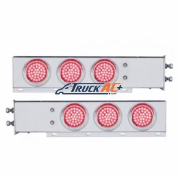 2-1/2" Bolt Pattern Chrome Spring Loaded Bar W/6X 36 LED 4" Lights & Visors -Red LED & Lens (Pair) - United Pacific 61679