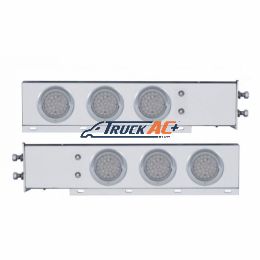 2-1/2" Bolt Pattern Chrome Spring Loaded Bar W/6X 36 LED 4" Lights & Visors -Red LED/Clear Lens (Pair) - United Pacific 61680