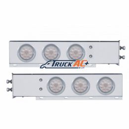 2" Bolt Pattern SS Spring Loaded Bar With 6X 4" 10 LED Lights & Visors -Red LED/Clear Lens (Pair) - United Pacific 61733