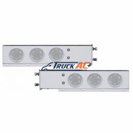 3-3/4" Bolt Pattern Chrome Spring Loaded Bar With 6X 4" 7 Red LED Lights & Visors - Clear Lens (Pair) - United Pacific 61747