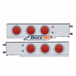 3-3/4" Bolt Pattern Deluxe SS Spring Loaded Bar W/6X 7 Red LED 4" Reflector Light & Visors -Red Lens (Pair) - United Pacific 61748