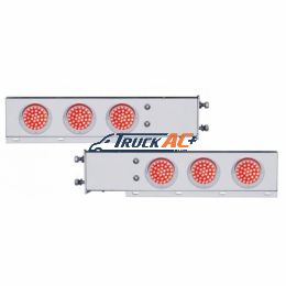3-3/4" Bolt Pattern SS Spring Loaded Bar With 6X 36 LED 4" Lights & Visors -Red LED & Lens (Pair) - United Pacific 61800
