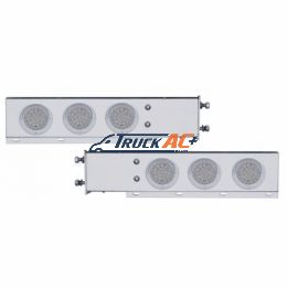 3-3/4" Bolt Pattern SS Spring Loaded Bar With 6X 36 LED 4" Lights & Visors -Red LED/Clear Lens (Pair) - United Pacific 61801