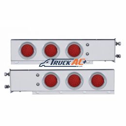 2-1/2" Bolt Pattern SS Spring Loaded Bar With 6X 36 LED 4" Lights & Visors -Red LED & Lens (Pair) - United Pacific 61802