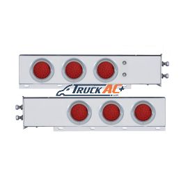 2" Bolt Pattern SS Spring Loaded Bar With 6X 36 LED 4" Lights & Visors -Red LED & Lens (Pair) - United Pacific 61804