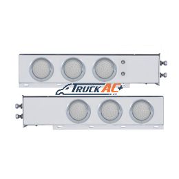 2" Bolt Pattern SS Spring Loaded Bar With 6X 36 LED 4" Lights & Visors -Red LED/Clear Lens (Pair) - United Pacific 61805