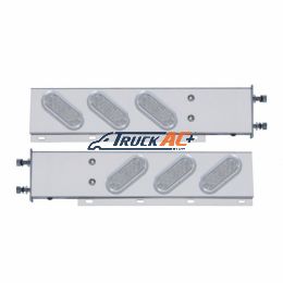 3-3/4" Bolt Pattern SS Spring Loaded Bar With 6" Oval 19 LED Lights & Bezel -Red LED/Clear Lens (Pair) - United Pacific 62807