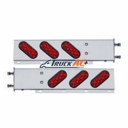 3-3/4" Bolt Pattern SS Spring Loaded Bar With 6 Oval 10 LED Lights -Red LED & Lens (Pair) - United Pacific 63300