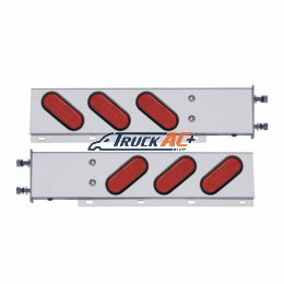 3-3/4" Bolt Pattern SS Spring Loaded Bar With 6 Oval 12 LED Lights -Red LED & Lens (Pair) - United Pacific 63302