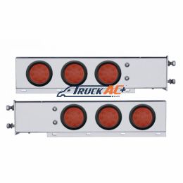 3-3/4" Bolt Pattern Deluxe SS Spring Loaded Bar W/6X 12 LED 4" Light -Red LED & Lens (Pair) - United Pacific 63551