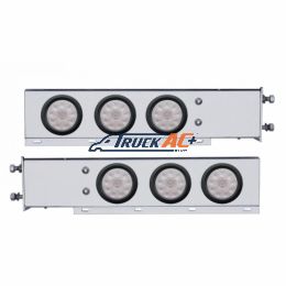 3-3/4" Bolt Pattern Deluxe SS Spring Loaded Bar W/6X 10 LED 4" Lights -Red LED/Clear Lens (Pair) - United Pacific 63554