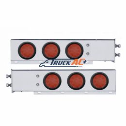 2-1/2" Bolt Pattern Chrome Spring Loaded Bar W/6X 12 LED 4" Reflector Lights -Red LED & Lens (Pair) - United Pacific 63643