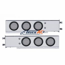 3-3/4" Bolt Pattern Deluxe SS Spring Loaded Bar W/6X 36 LED 4" Light -Red LED/Clear Lens (Pair) - United Pacific 63678