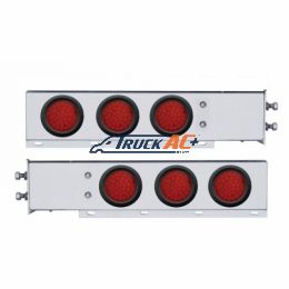 2-1/2" Bolt Pattern Chrome Spring Loaded Bar W/6X 36 LED 4" Lights -Red LED & Lens (Pair) - United Pacific 63679