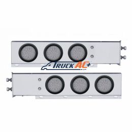 2-1/2" Bolt Pattern Chrome Spring Loaded Bar W/6X 36 LED 4" Lights -Red LED/Clear Lens (Pair) - United Pacific 63680