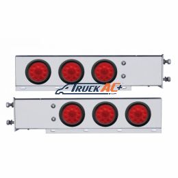2-1/2" Bolt Pattern SS Spring Loaded Bar With 6X 4" 10 LED Lights -Red LED & Lens (Pair) - United Pacific 63728
