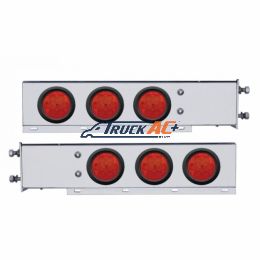 2-1/2" Bolt Pattern SS Spring Loaded Bar With 6X 4" 7 LED Lights -Red LED & Lens (Pair) - United Pacific 63730