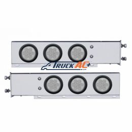 3-3/4" Bolt Pattern Chrome Spring Loaded Bar W/6X 4" 7 Red LED Lights - Clear Lens (Pair) - United Pacific 63747