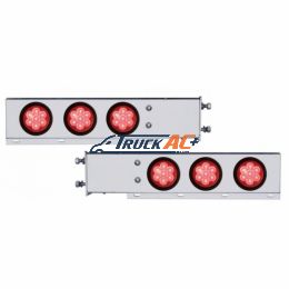 3-3/4" Bolt Pattern Deluxe SS Spring Loaded Bar W/6X 7 Red LED 4" Reflector Light -Red Lens (Pair) - United Pacific 63748