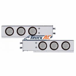 2-1/2" Bolt Pattern Chrome Spring Loaded Bar W/6X 4" 7 LED Lights -Red LED/Clear Lens (Pair) - United Pacific 63751
