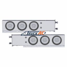 3-3/4" Bolt Pattern SS Spring Loaded Bar With 6X 21 LED 4" GloLight -Red LED/Clear Lens (Pair) - United Pacific 63763