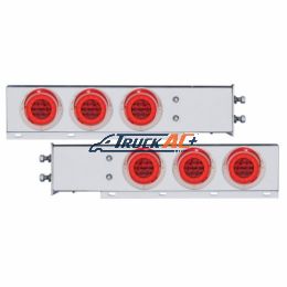 2-1/2" Bolt Pattern SS Spring Loaded Bar With 6X 21 LED 4" GloLight & Visors -Red LED & Lens (Pair) - United Pacific 63764
