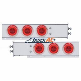 2" Bolt Pattern SS Spring Loaded Bar With 6X 21 LED 4" GloLight & Visors -Red LED & Lens (Pair) - United Pacific 63768
