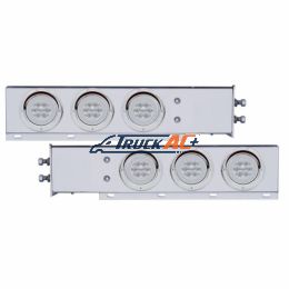 2" Bolt Pattern SS Spring Loaded Bar With 6X 21 LED 4" GloLight & Visors -Red LED/Clear Lens (Pair) - United Pacific 63769