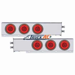 2" Bolt Pattern SS Spring Loaded Bar With 6X 21 LED 4" GloLight -Red LED & Lens (Pair) - United Pacific 63770