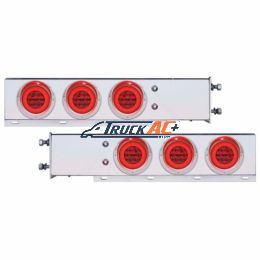 3-3/4" Bolt Pattern CR Spring Loaded Rear Bar W/6X 21 Red LED 4" GloLight & Visors - Red Lens (Pair) - United Pacific 63772