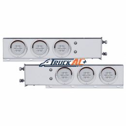 3-3/4" Bolt Pattern Deluxe SS Spring Loaded Bar W/6X 21 Red LED 4" GloLight & Visors -Clear Lens (Pair) - United Pacific 63777