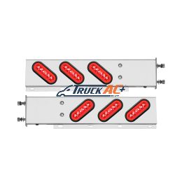 3-3/4" Bolt Pattern SS Spring Loaded Bar With 6X 22 Red LED 6" Oval GloLight & Grommet -Red Lens (Pair) - United Pacific 63786