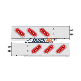 2-1/2" Bolt Pattern SS Spring Loaded Bar With 6X 22 Red LED 6" Oval GloLight & Visor -Clear Lens (Pair) - United Pacific 63789