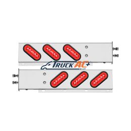 2-1/2" Bolt Pattern SS Spring Loaded Bar With 6X 22 Red LED 6" Oval GloLight & Grommet -Red Lens (Pair) - United Pacific 63790