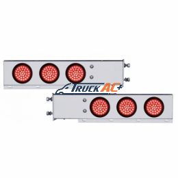 3-3/4" Bolt Pattern SS Spring Loaded Bar With 6X 36 LED 4" Lights -Red LED & Lens (Pair) - United Pacific 63800