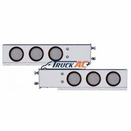 3-3/4" Bolt Pattern SS Spring Loaded Bar With 6X 36 LED 4" Lights -Red LED/Clear Lens (Pair) - United Pacific 63801