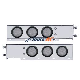 2-1/2" Bolt Pattern SS Spring Loaded Bar With 6X 36 LED 4" Lights -Red LED/Clear Lens (Pair) - United Pacific 63803