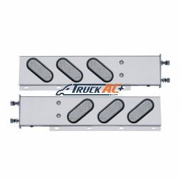3-3/4" Bolt Pattern SS Spring Loaded Bar With 6" Oval 19 LED Lights -Red LED/Clear Lens (Pair) - United Pacific 63807