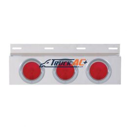 Stainless Top Mud Flap Plate With Three 4" Lights & Visor - Red Lens (Each) - United Pacific 10644