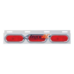 Stainless Top Mud Flap Plate With 3 Oval Lights & Visor - Red Lens (Each) - United Pacific 10658