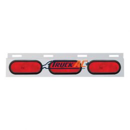 Stainless Top Mud Flap Plate With 3 Oval Lights & Grommet - Red Lens (Each) - United Pacific 10659