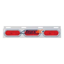 Stainless Top Mud Flap Plate With 3 Oval Lights & Bezel - Red Lens (Each) - United Pacific 10709