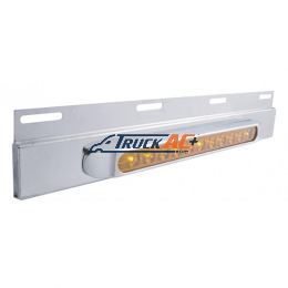 Stainless Top Mud Flap Plate With 11 LED 17" Light Bar & Bezel - Amber LED/Amber Lens (Each) - United Pacific 21425